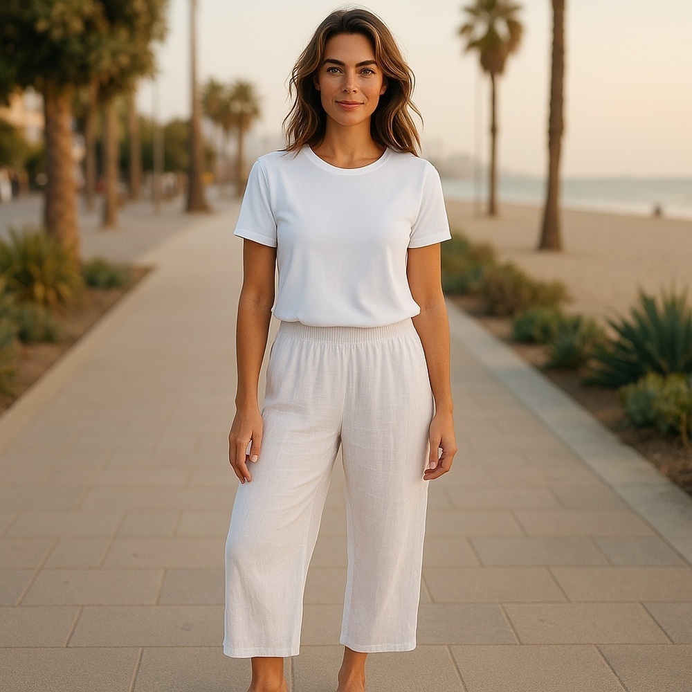 by & by White Capris with Relaxed Fit